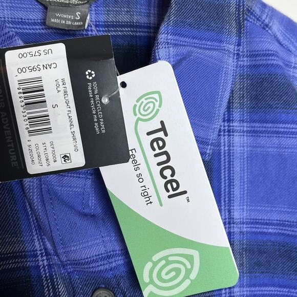 Eddie Bauer Firelight Flannel Shirt Purple Womens Size Small Tencel Outdoor - Picture 6 of 8